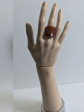 Wide Amber Glass Statement Ring